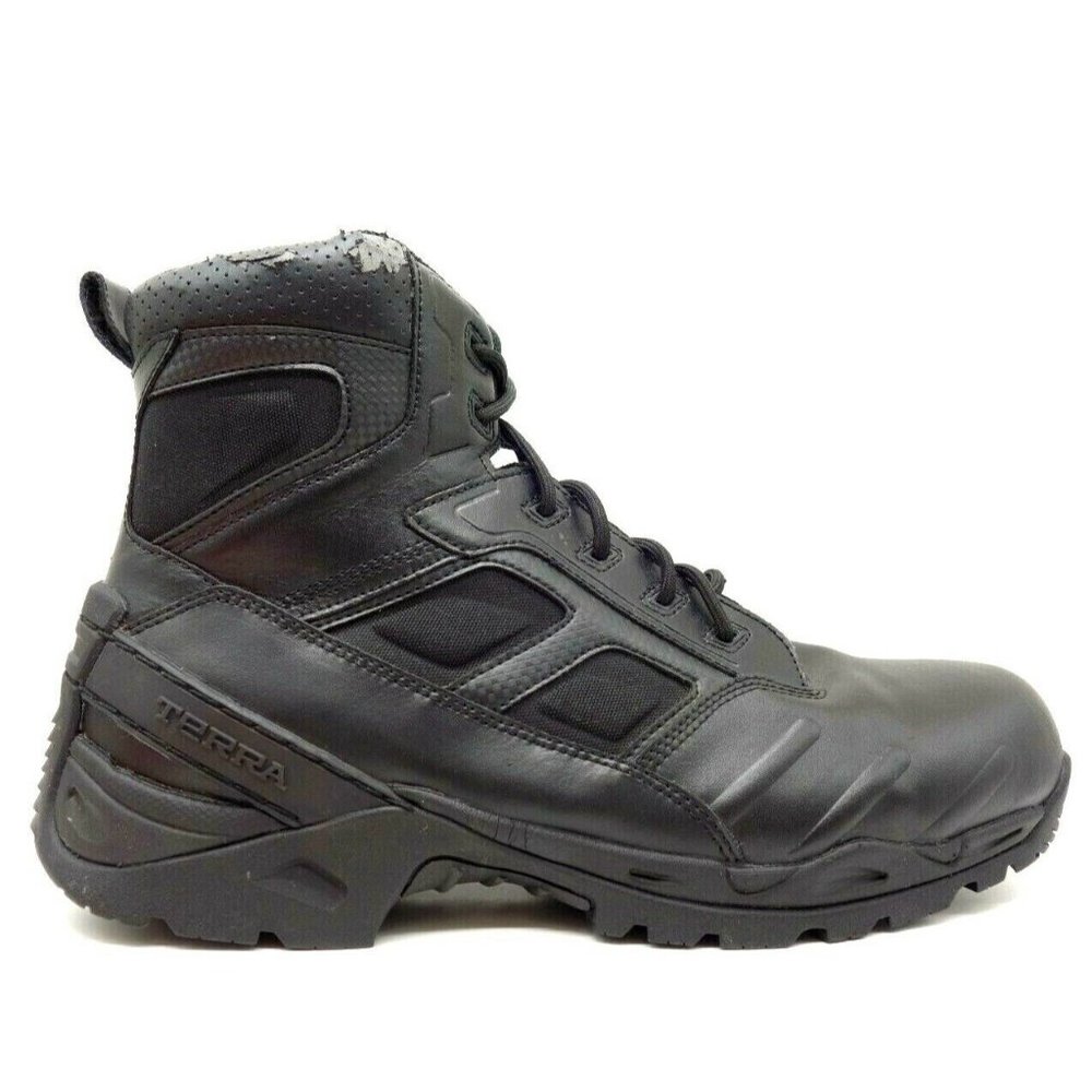 Terra Superfeet Black Leather Tactical Lace Up High Ankle Boots Shoes Men's 13